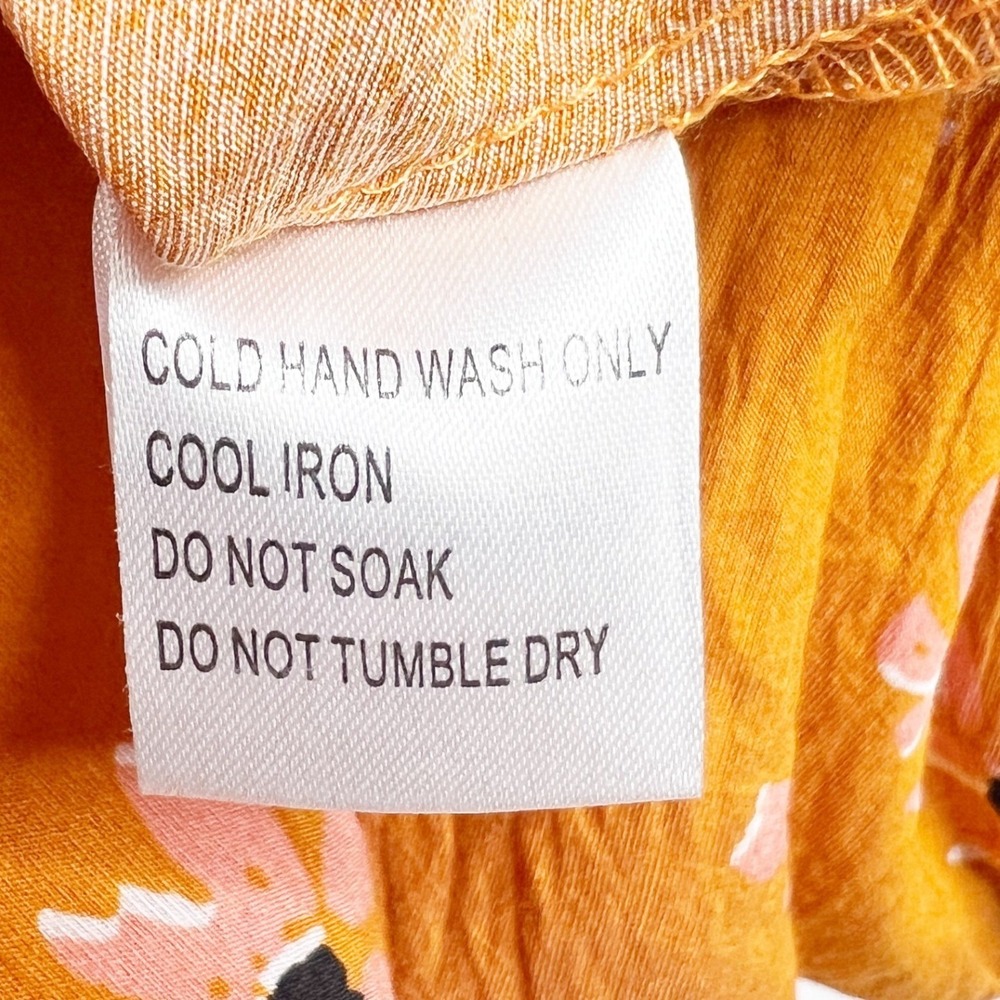 Polly Mustard Yellow Floral Mini Slip Dress Square Neck Adjustable Straps Size 6 - Picture 7 of 8